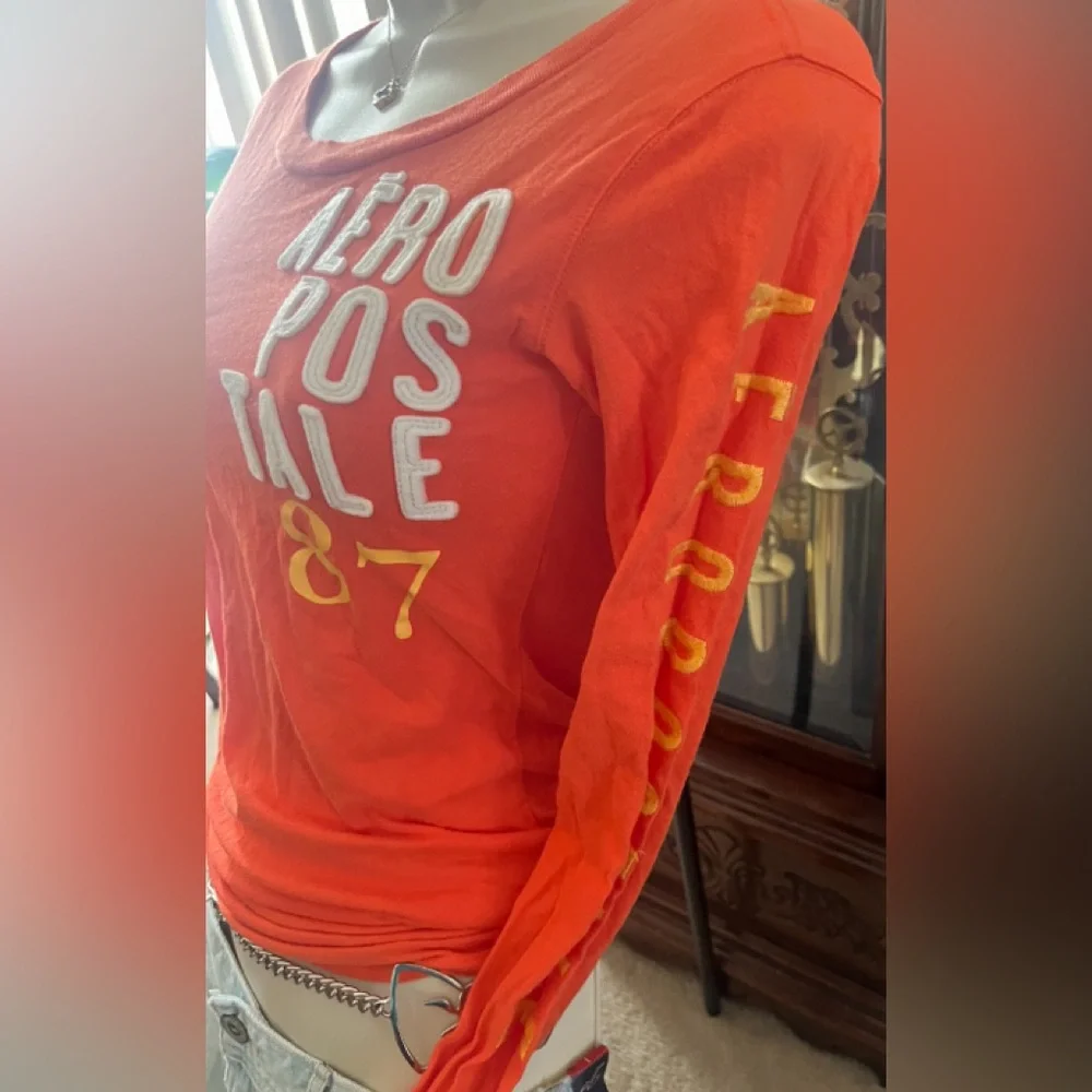 Y2K Aeropostale embroidery logo graphic tee long sleeve - Picture 3 of 10